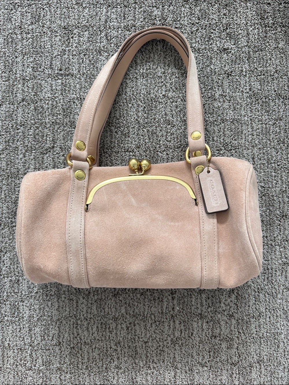 Pink Kisslock Barrel Bag